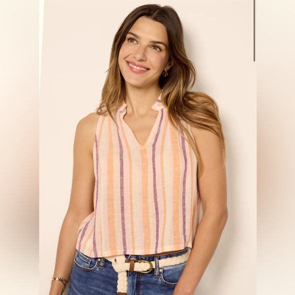 Rails Tops - NEW! RAILS Christy Top in Linen Papaya Stripe size Small